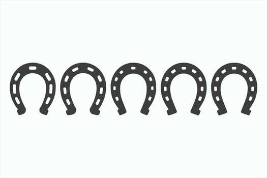 Five Gray Horseshoes in a Row Simple Design vector