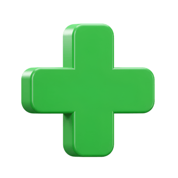 Isolated Green Plus Sign on Transparent Background, Symbolizing Health and Aid png