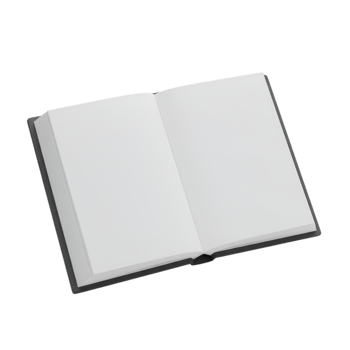 Open book with blank pages on a transparent background, ready for text png