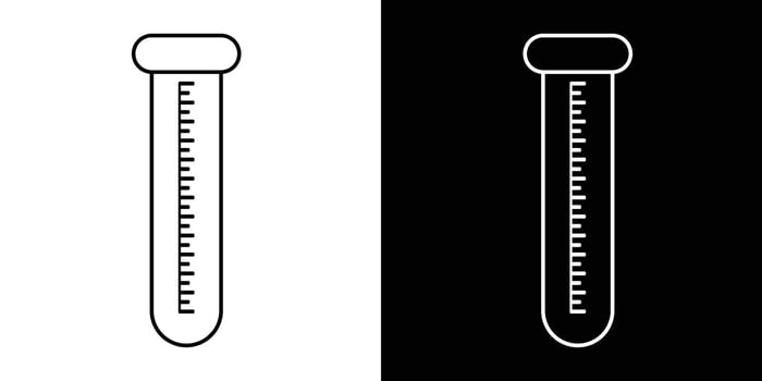 Outline Illustration of Test Tube with Measurement Markings on Black and White Background vector