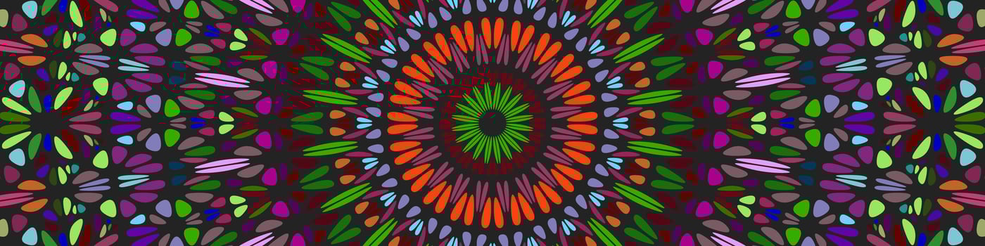 Geometrical oriental psychedelic flower pattern background - circular abstract colorful design vector