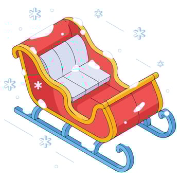 Colorful winter snow sled sticker icon isolated illustration on white background vector