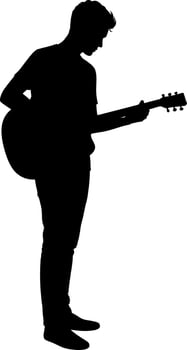 Silhouette of Male Playing Acoustic Guitar Standing Illustration vector