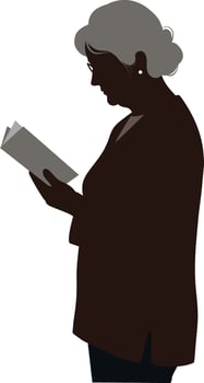 Silhouette of Woman Reading Book in Profile Illustration Dark Colors vector