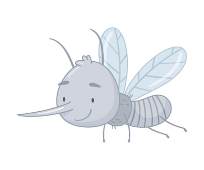 Cute adorable funny flying mosquito parasitic insect character cartoon illustration vector