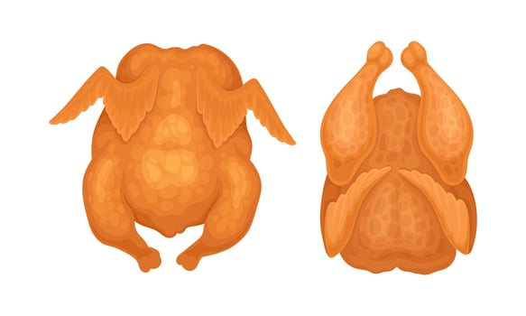 Set of tasty whole fried chiken cartoon illustration vector