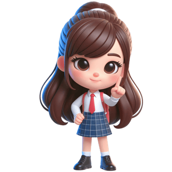 cartoon girl in school uniform with a pencil in her hand png