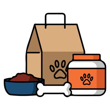 Pet shop products set for animals isolated illustration on white background vector