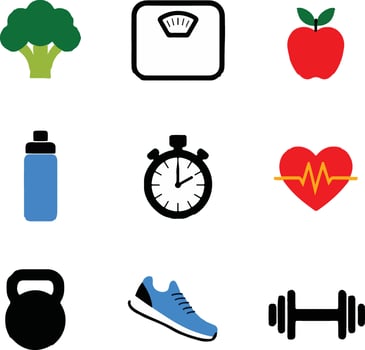 various icons for fitness and health care symbol vector