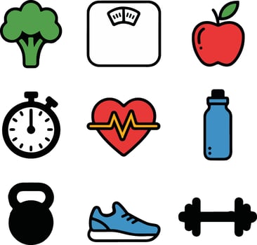 fitness icons set graphic resources illustration vector