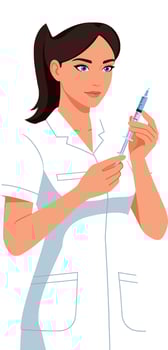 Female Nurse Preparing Syringe Medical Injection Healthcare Professional Illustration vector