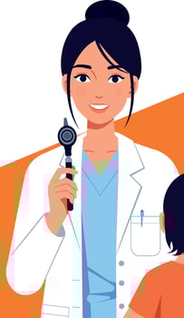 Female Doctor Using Otoscope Examining Child Patient Medical Checkup Illustration vector