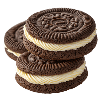 Delicious chocolate sandwich cookies with cream filling dessert treat isolated on transparent background png