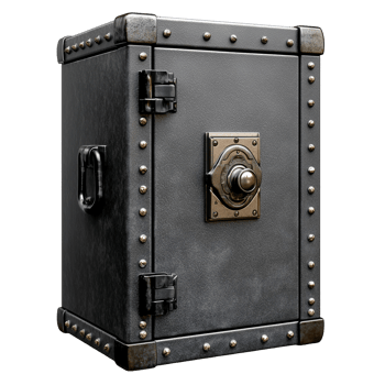 Vintage metal safe box antique security container treasure storage isolated on transparent background png