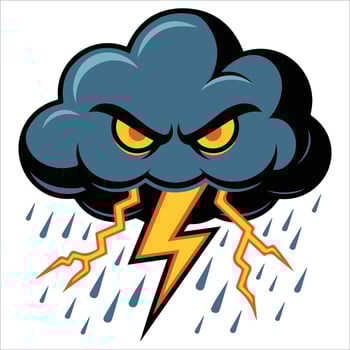 Stormy cloud with lightning isolated illustration on white background vector