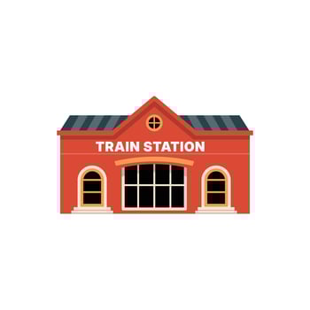 Flat Illustration Train Station Building Illustration vector