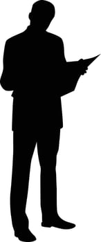 Men reading a newspaper silhouette vector