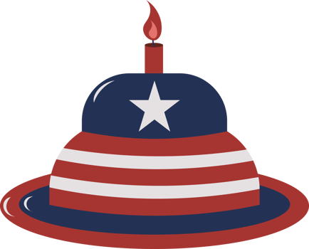 Patriotic Cake with Candle for Fourth of July png