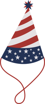 Party Hat with American Flag Design png