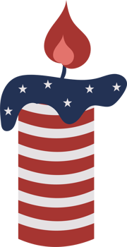 Patriotic Candle with American Flag Design png