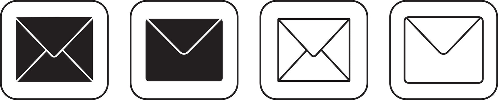 mail icon set. Mail icon for web, with checkmark and email, vactor illustration sign, vector