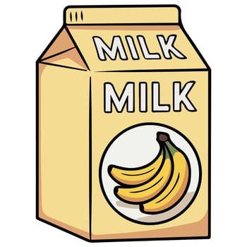 Banana milk carton drink isolated illustration on white background vector