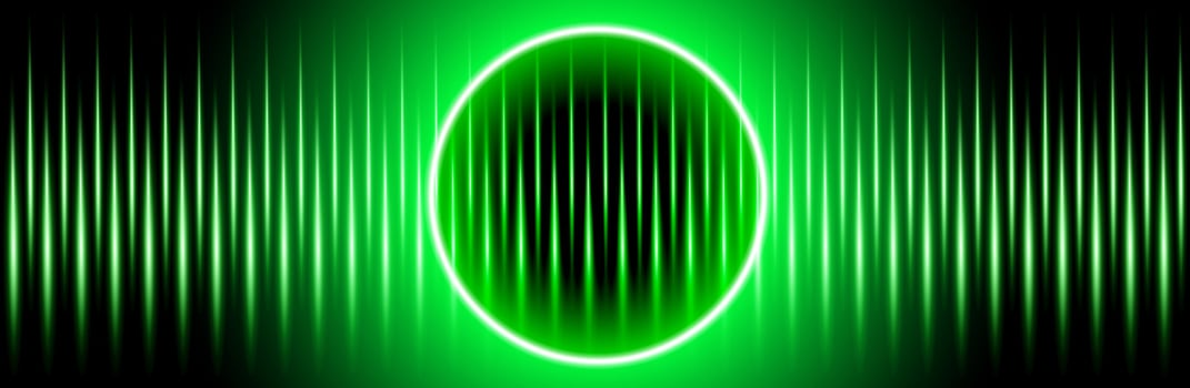 Green and black background with circular neon lights, futuristic and modern design vector