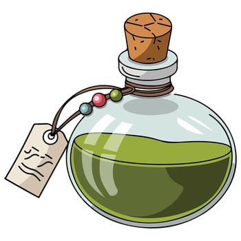 Enchanted liquid in glass vessel isolated illustration on white background vector