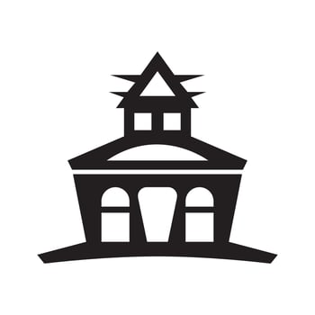 City hall structure in black silhouette vector