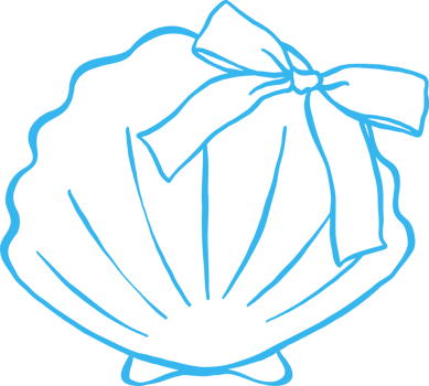 Coquette Seashell Outline Shell with Ribbon bow Girly Summer png