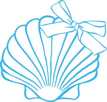 Coquette Seashell Outline Clam Shell with bow Girly Summer png