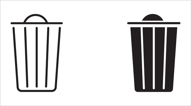 Bin icon set, trash can collection. vector