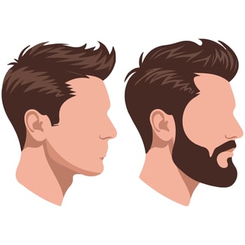 Male portrait set with varied hairstyles isolated illustration vector