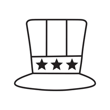 Outline icon of Uncle Sam hat. Design element for 4th of July. Independence day. Illustration on white background. vector