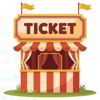 Vintage carnival ticket booth isolated illustration on white background vector