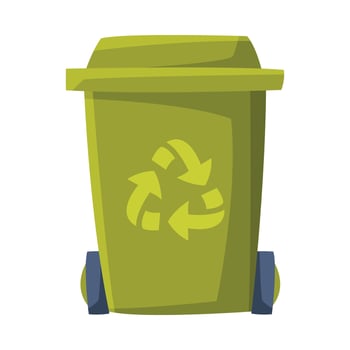Green Recycle Bin for Trash and Garbage Illustration on White Background vector