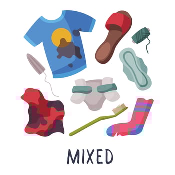 Mixed Waste, Sorting, Segregation and Separation of Garbage Illustration on White Background vector