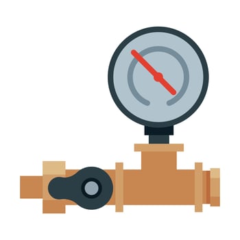 Water Pipe Measurement Meter, Pipeline with Valve Illustration on White Background vector