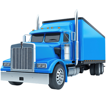 A blue semi truck image on transparent background png