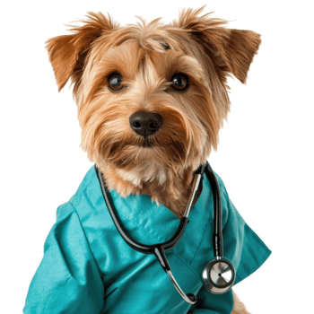 Dog dressed as doctor on transparent background png