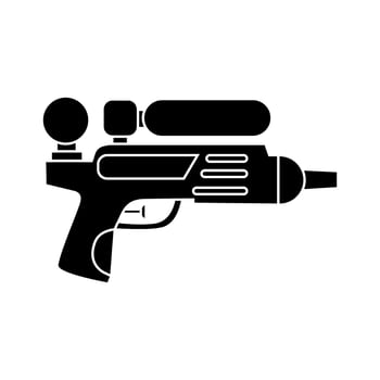 paintball gun icon over white background, silhouette style, illustration design. vector