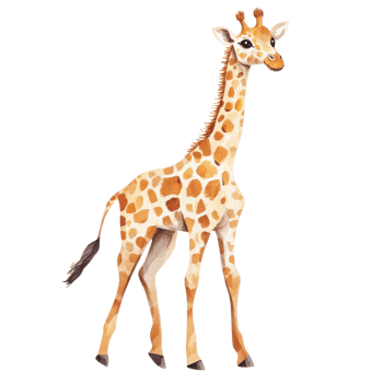 Giraffe watercolor art on transparent background png
