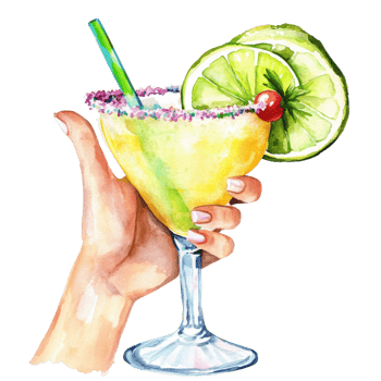 Hand holding margarita on transparent background png