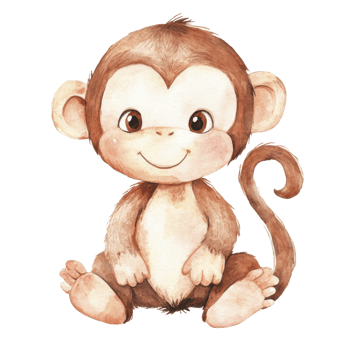 A cute monkey sitting on transparent background png