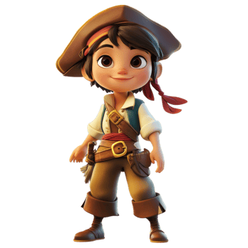 Cartoon pirate character on transparent background png