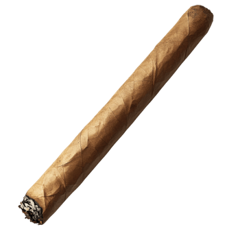 A lit brown cigar shot on transparent background png