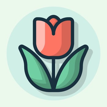 Elegant stylized tulip blossom icon cartoon flat design illustration vector