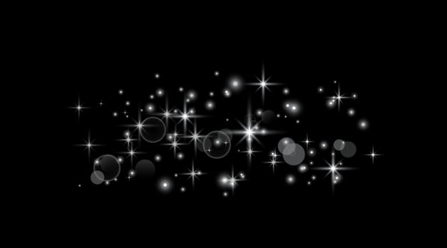 Silver magic sparks and dust stars. Glittering dots, particles, sparkles. Glow flare light effect. Silver luminous points on black background. vector