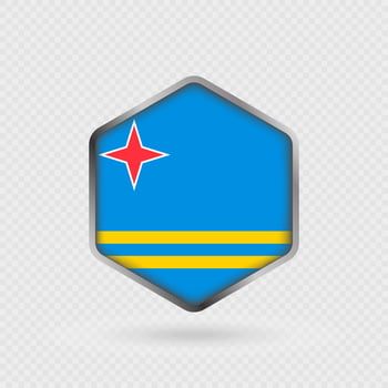 Aruba flag icon in hexagon shape. vector