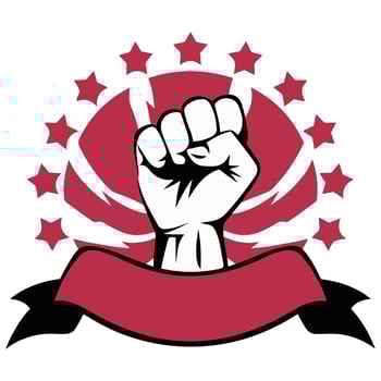 Protest hand with blank sign isolated illustration vector